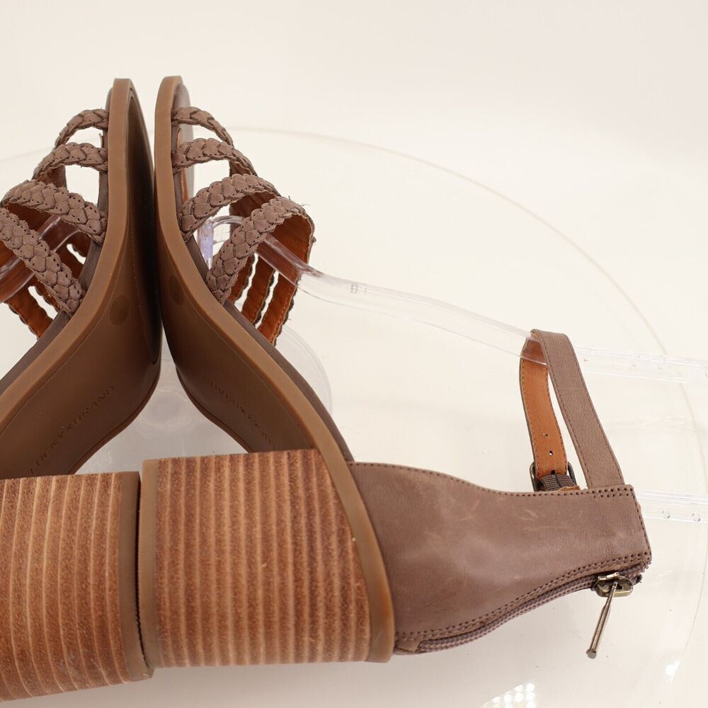 Lucky Brand Tasmina Women's Leather Ankle Strap Block Heel Brown Size 11M - Picture 7 of 11